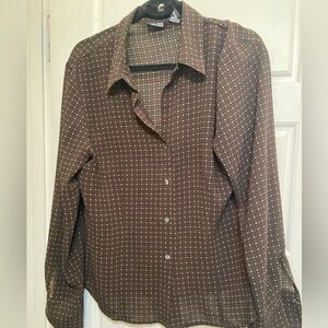 New York & Company semi-sheer blouse with colored dots